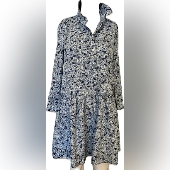 Tuckernuck Floral Blue and White Long Sleeve Short Dress XXS - Picture 2 of 8